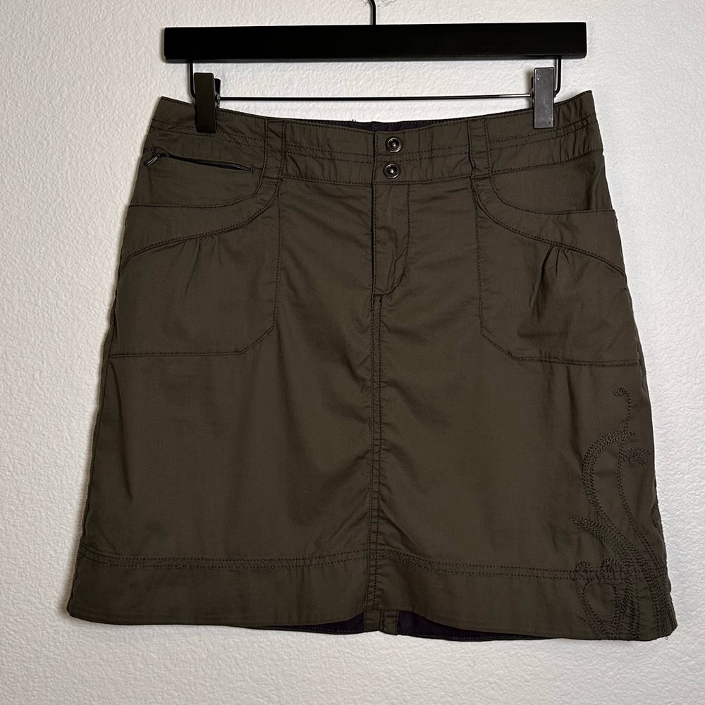 REI Embroidered Outdoor Skirt in Deep Forest Green